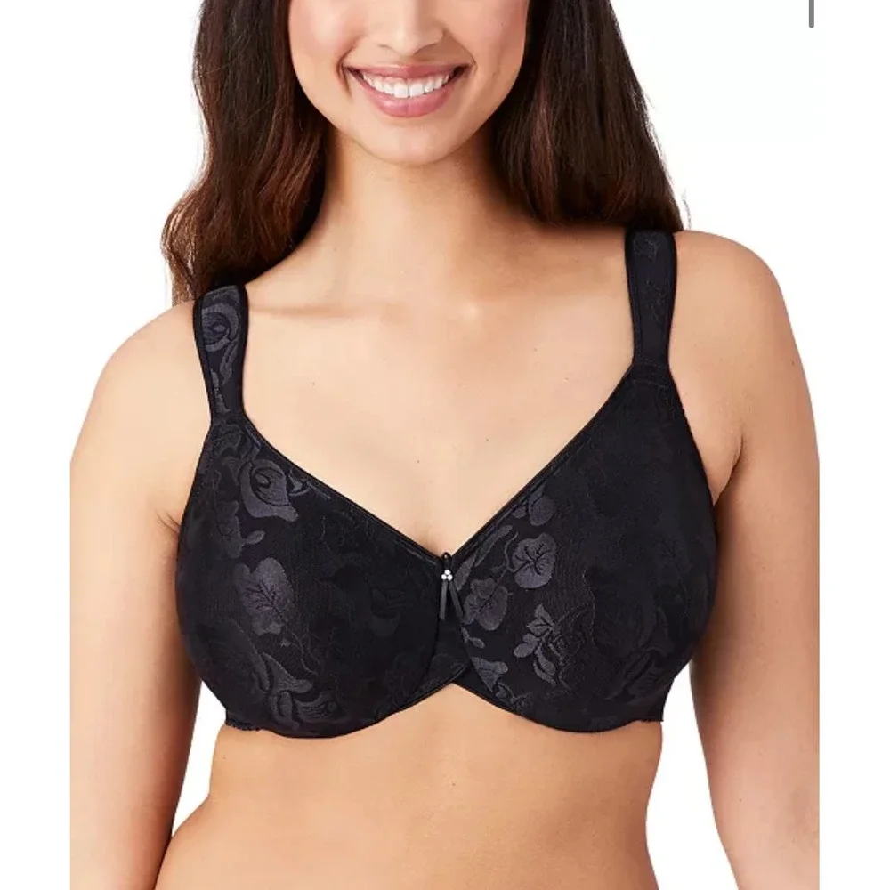 Wacoal Awareness Underwire Bra 85567 Black Floral Lace Full Figure 40DD